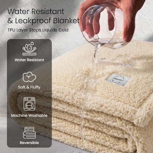 Waterproof Dog Blanket Reversible Pet Bed Cover Puppy Fluffy Cream Blankets Leakproof Sofa Couch Cover Cat Pet Blanket for Warm Washable-XXL - Image 2