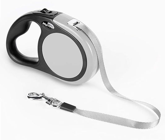 Heavy Duty Retractable Dog Leash-16ft Strong & Durable Walking Leash for S to L Dogs up to 45/115 lbs, Upgraded Lock System, Non Slip Grip, Tangle Free (Grey, Small/Medium)