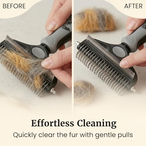 2-in-1 Deshedding Brush and Dematting Rake - Double Coat Undercoat Grooming Tool for Dogs and Cats, Reduces Shedding by Up to 95% (Electric Blue) - Image 7