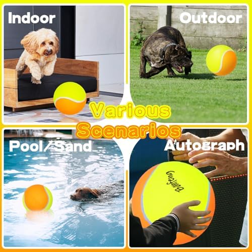 Banfeng Big Tennis Ball for Dogs, Giant Dog Tennis Ball Toy Large Outdoor Sports Gift for Small Medium Large Dog (Yellow Orange, 9.5 inch) - Image 7