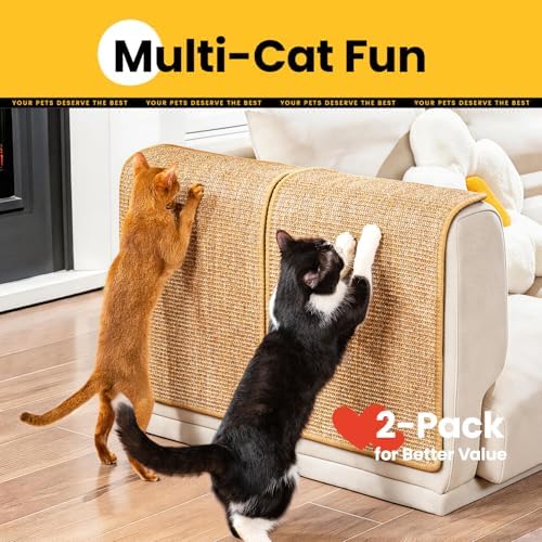 Conlun 2-Pack Cat Scratching Pads, 15.7x23.6in Sisal Wall & Couch Protector - Image 2
