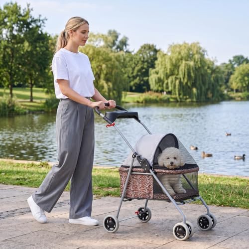 BestPet Foldable Pet Stroller for Small/Medium Dogs and Cats Up to 33 lbs - Image 2