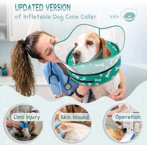 Supet Raised Inflatable Dog Cone Collar to Stop Licking, Soft Dog Cone Alternative After Surgery, Pet Neck Donut Collar for Small Medium Large Dogs - Image 2