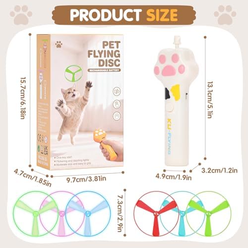 Cat Fetch Toy, Flying Disc Launcher with 6 Flying Discs - Image 2
