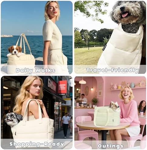 Lightweight Puffy Dog Purse Carrier for Small Dogs, Pink - Image 7
