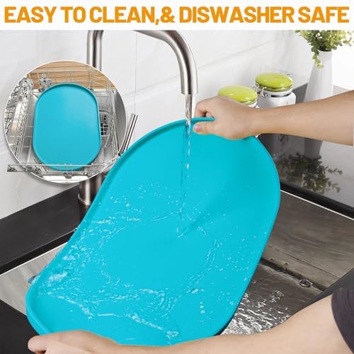 Hubulk 100% Waterproof Silicone Pet Feeding Mat with Raised Edge for Food and Water, Dog Bowl Mats, Cat Bowls Placemat with High Lip Protects Floor for Cats and Dogs(Teal, 19" L x 12" W) - Image 7