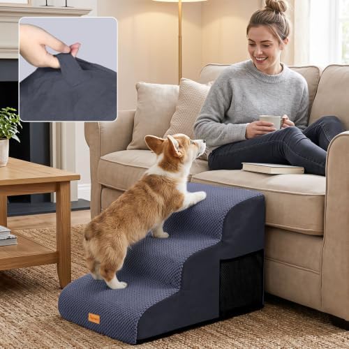 Dog Stairs for Small Dogs, 3-Step Non-Slip Foam Pet Steps for Couch Bed - Image 7