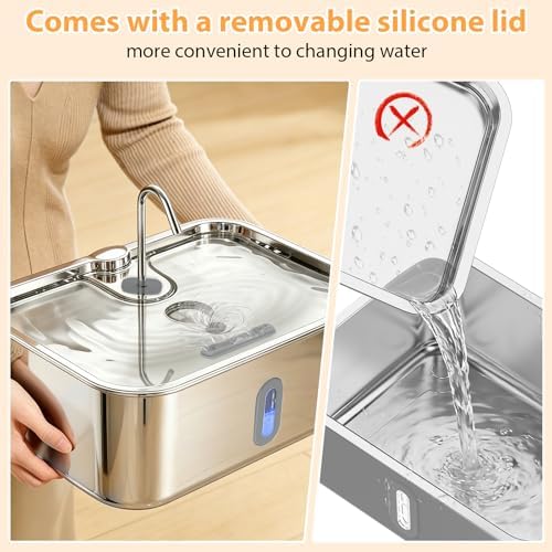 15L/4Gal Stainless Steel Dog Water Fountion Pet Fountain,1Set Filter - Image 7