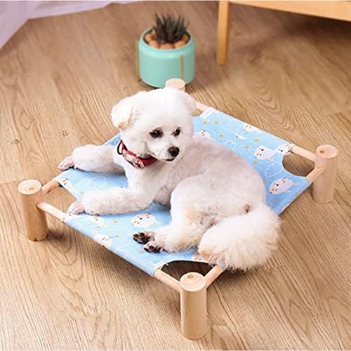 Pozico Cat & Dog Hammock Bed – Wooden Elevated Pet Cot with Breathable Mesh – Raised Cat Bed for Small Pets, Portable Puppy Bed Indoor & Outdoor Use – Blue Rabbit Design - Image 2