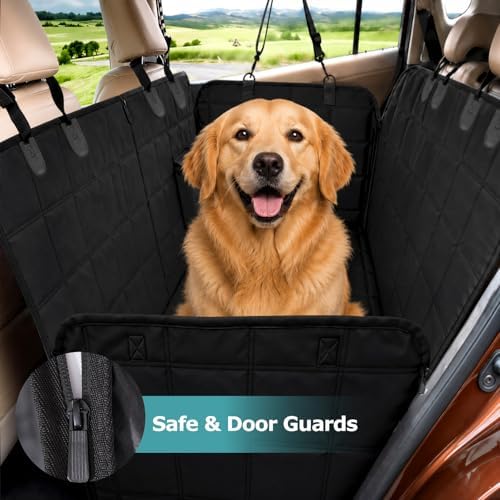 Bark Lover Dog Car Seat Covers for Back Seat, Waterproof Car Seat Protector for Dogs Hammock for Cars Trucks SUV, Full Coverage Protection for Your Vehicle Interior, Black Regular - Image 2