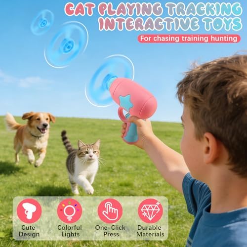 Cat Fetch Toy, 2026 Interactive Light-Up Flying Disc Launcher & Fetch Toy for Cats, Cat Toy Propeller Launcher for Training & Hunting (A+B) - Image 2