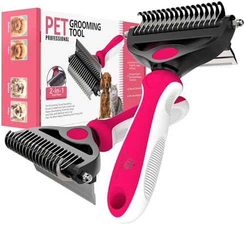 Spring Blossoms-2 in 1 Professional Grooming Rake for Cats & Dogs-Dematting Comb for Easy Mats & Tangles Removing,Pet Brush Safe No More Nasty Shedding and Flying Hair (Rose) - Image 7