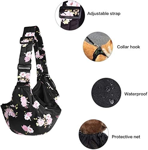 Petmolico Pet Dog Sling Carrier, Hands Free Breathable Mesh Adjustable Dog Cat Puppy Bag with Zipper Pocket for Daily Walk, Travel Outdoor Activity and Weekend Adventure, Pink Rose - Image 5