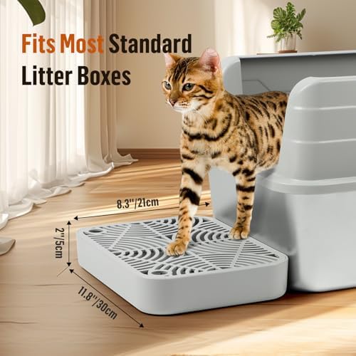 Cat Litter Box Step Non-Slip Cat Step with Filter Function, Light Grey - Image 2