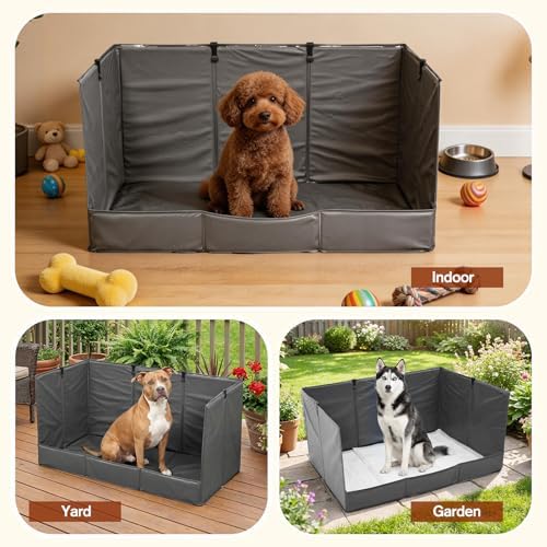 Foldable Dog Litter Box with High Walls, Waterproof Indoor Dog Potty Tray with 4-Inch Baffle, 33.5"×23.6"×15.9" Dogs Pee Pad Holder for Puppies Small and Medium Dogs - Image 7