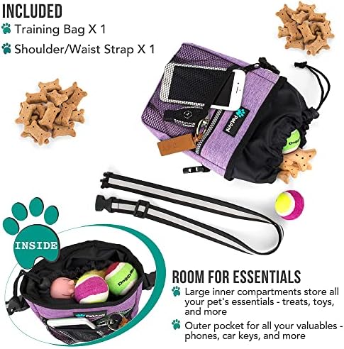 PetAmi Dog Treat Pouch, Pet Treat Pouch for Training, Dog Walking Bag Holder for Kibbles, Pet Food Toy, Dog Trainer Essentials Supplies, Poop Bag Dispenser, 3 Ways to Wear (Purple) - Image 2