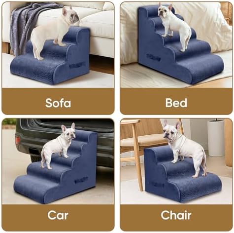 PAWSCRAT 2-Step Pet Stairs for High Beds & Sofas, 11.8''H Dog Stairs, Blue - Image 7