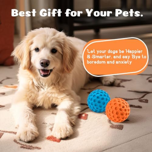 HIPPIH Indestructible Squeaky Dog Toys, Interactive Dog Balls 2 Pack - Image 7