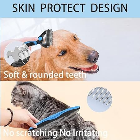 Double-Sided Pet Dematting Comb – 2-in-1 Undercoat Rake for Dogs & Cats, Stainless Steel Blade + PP Handle, Removes Tangles & Floating Hair, Lightweight 113 g, Home Grooming Tool - Image 2