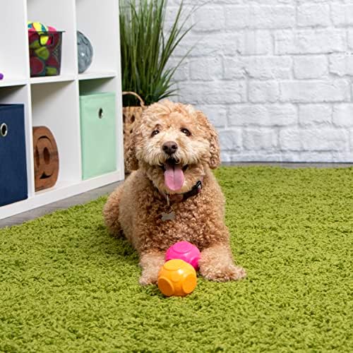 goDog 2-Pack Silent Squeak Ball Dog Toy Set, for Light to Moderate Chewers - Orange/Pink, 2-Pack - Image 6
