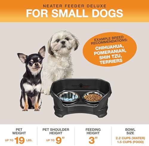 Neater Pet Brands Neater Feeder Deluxe Mess Proof Dog Bowls Elevated for Small Dogs Under 19 lbs, Made in USA, No Spill Raised Dog Food Bowl Stand Feeding Station, Food and Water Bowl Set, Black - Image 2