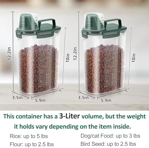 2 Pack 3 Lbs Pet Dog Cat Food Storage Containers for Travel - Pine Green - Image 2