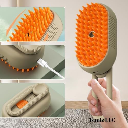 4-in-1 Pet Grooming Brush with Water Spray for Dogs & Cats, Silicone - Image 7