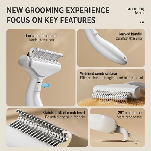 Self Cleaning Deshedding Comb, Undercoat Rake for Dogs & Cats(ivory white) - Image 7