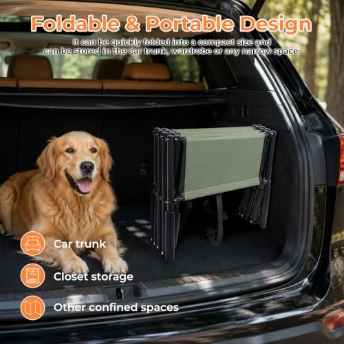 Dog Stairs for Large Dogs,4-Step Foldable Dog Ramp for Car with Non-Slip Surface & Oxford Fabric,Portable & Lightweight Pet Stairs for SUV,Truck,Bed & Couch,Supports up to 132 lbs (Black) - Image 6