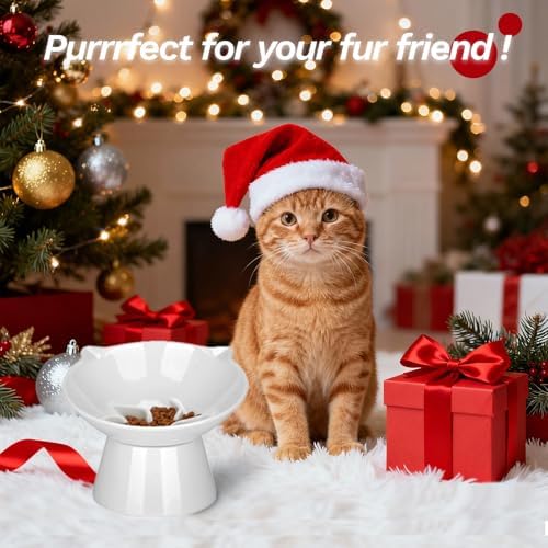 7 Inch Extra Wide Detachable Slow Feeder, Cat Bowl- Elevated Cats Feeder Tilted, Large Raised Cat Food Bowl Whisker Friendly, for Indoor Cats and Small Dogs Anti-Vomiting White - Image 2