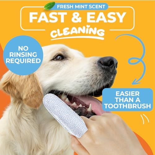 Paw Science Dog & Cat Teeth Cleaning Wipes - Dental Finger Wipes for Cats & Dogs - Pet Toothbrush & Tooth Brushing Kit - Effective Teeth Cleaner (Mint) - Image 2