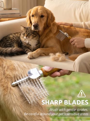 TAKAVU Dematting Comb for Dogs & Cats, 9-Blade Undercoat Rake - Image 2