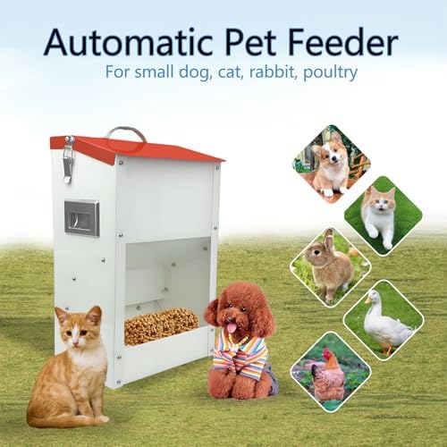 Gravity Automatic Cat Feeder Galvanized Small Animal Feeding Trough Food Dispenser for Cats Puppy 13L Outdoor Pets Feeder - Image 6
