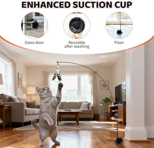 Interactive cat Feather Toy, Fishing Rod Feather Toy, Replaces Simulated Bird Feathers, Reinforced Suction Cup, Suitable for Indoor use. - Image 2