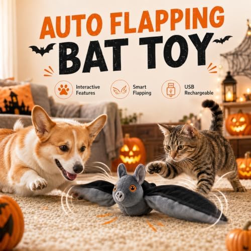 Flying Bat Dog Toy,Flying Bat Toy for Dogs & Cats,Flapping Wings Cute Bat - Image 2