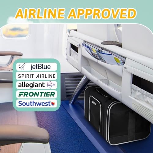 Petskd Small Pet Carrier 17" L x 12" W x 8.5" H Airline Approved, Black - Image 2