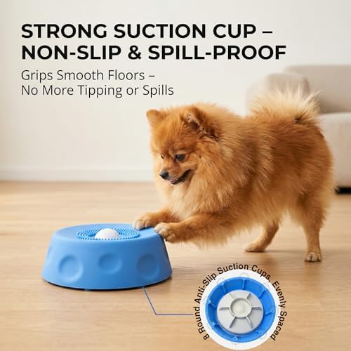 Slow Feeder Dog Lick Bowl, Rolling Ball & Silicone Suction Cup, Small Dogs - Image 2