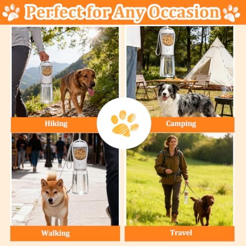 Portable Dog Water Bottle with Food Container, White, 19oz - Image 7