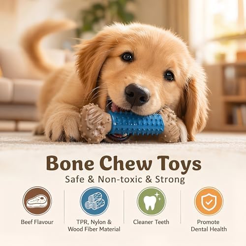 Silicone Dog Lick Bowl with Bone Chew Toy, Lick Mat Freezer Bowl (Blue, S) - Image 2