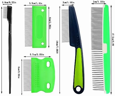 5 Pieces Pet Grooming Comb, Pet Hair Comb Rubber Handle Dog Hair Comb, Dog Eye Combs Pet Grooming Comb Flea Comb for Dog/Cat/Small Pets Removing Eye Mucus, Removes Knots, Mats and Tangles - Image 2