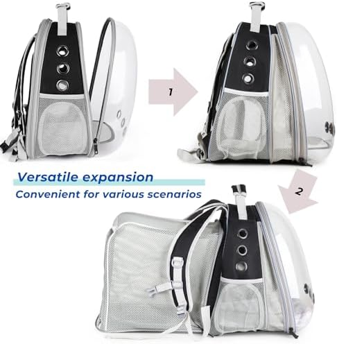 Lollimeow Expandable Cat Backpack Carrier for Large Cats & Small Dogs - Airline Approved Pet Bubble Backpack with Dual-Side Expansion, Perfect for Travel, Hiking & Outdoor Adventures, Up to 16lbs - Image 2