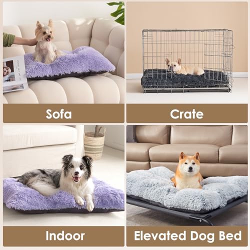 EHEYCIGA Fluffy Dog Crate Bed, Plush Extra Large Dog Pillow, Purple - Image 7