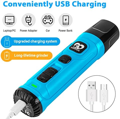 Casfuy Dog Nail Grinder with 2 LED Light - New Version 2-Speed Powerful Electric Pet Nail Trimmer Professional Quiet Painless Paws Grooming & Smoothing for Small Medium Large Dogs(Bright Blue) - Image 7