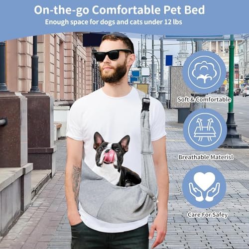 CONLI Small Dog Carrier Sling with Adjustable Strap & Dual Safety - Features Storage Pocket & Detachable Treat Pouch, Hands-Free Pet Sling for Chihuahuas, Yorkies Under 12lbs for Walking, Hiking - Image 7