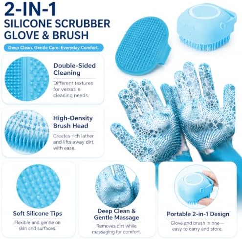 4pcs Pet bathing tools - Dog Washing Gloves,Bath Brush,Deshedding Dog Brush - Image 2