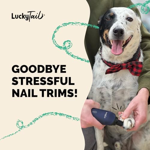 LUCKY TAIL Pet Nail Grinder for Dogs and Cats - Super Quiet and Low Vibration Electric Dog Nail Grinder with 2 LED Lights - USB Rechargeable and Cordless - 2 Speeds - Small to Large Pets - Dark Blue - Image 2