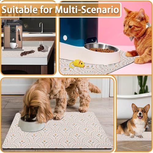 Absorbent Pet Dog Bowl Mat for Food and Water, Pet Cat Food Feeding Mat with Non Slip Rubber Backing, Dog Food Mats for Floors Waterproof, 17"x30" - Image 7