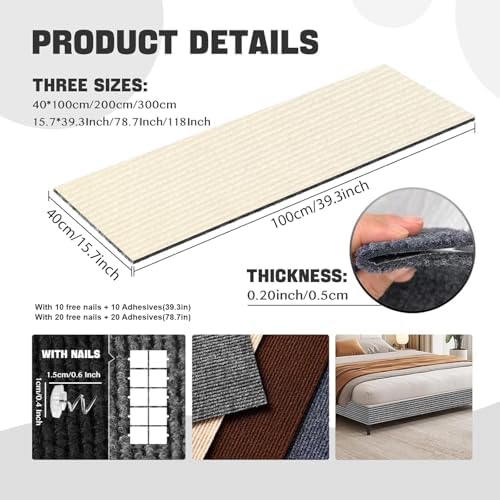 SREBAY Cat Scratch Couch Furniture Protector, Self-Adhesive Scratch Pad - Image 2