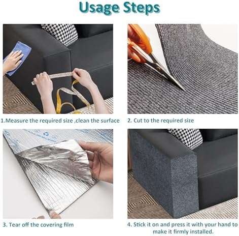 Cat Couch Protector,78.7"x15.8"Trimmable Self-Adhesive Cat Scratching Mat for Wall Scratcher(Black) - Image 7