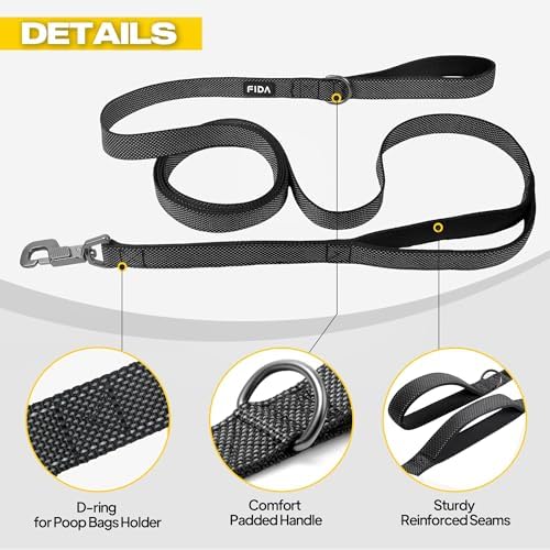 Fida 10 FT Heavy Duty Dog Leash, Dual Padded Handles for Medium Large Dogs - Image 6